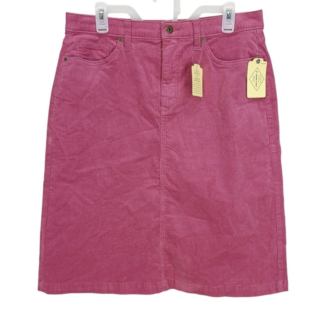St Johns Bay Womens Bordeaux Rose Pink‎ Corduroy Midi Skirt 12P
